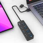 Estação de Acoplamento HUB USB3.0 + Type-C 7 Portas 7 em 2 Onten UCA5306 com Suporte a Função OTG, UCA5306