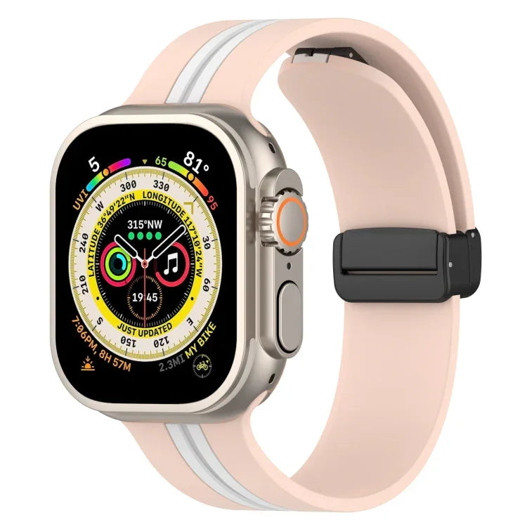 Magnetic Clasp Two-Color Silicone Watch Band, For Apple Watch Ultra 49mm, For Apple Watch Series 8&7 45mm, For Apple Watch Series 8&7 41mm