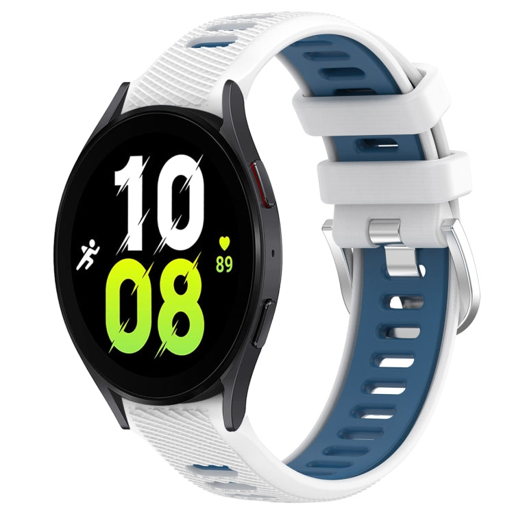 20mm Sports Two-Color Steel Buckle Silicone Watch Band, For Samsung Galaxy Watch5 44mm, For Samsung Galaxy Watch 6 44mm, For Samsung Galaxy Watch5 40mm, For Samsung Galaxy Watch5 Pro 45mm