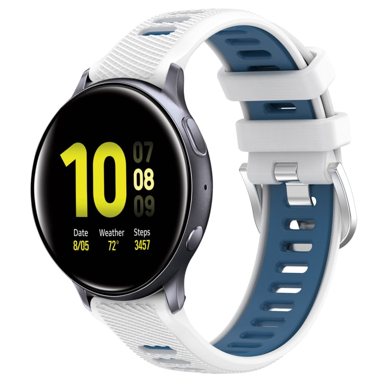 Pulseira de relógio desportiva em silicone com fivela de aço bicolor 20mm, para Samsung Galaxy Watch Active2 40mm, para Samsung Galaxy Watch Active2 44mm, para Samsung Galaxy Watch 42mm, para Samsung Galaxy Watch 6 Classic 47mm