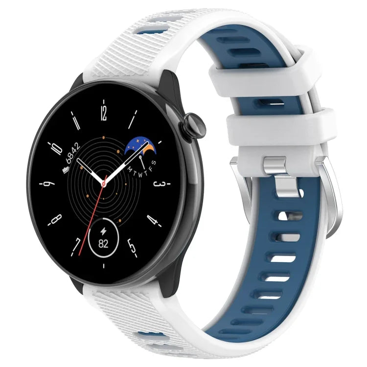 Correia de relógio desportiva de silicone com fivela de aço bicolor 20mm, para Samsung Galaxy Watch 6 40mm, para Samsung Galaxy Watch 6 Classic 43mm