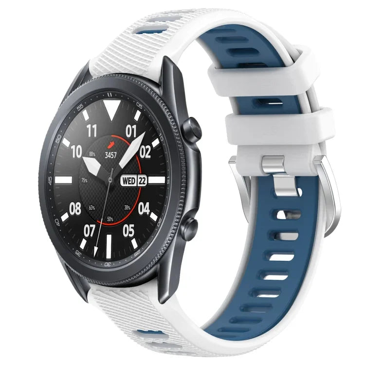 Correia de relógio desportiva de silicone com fivela de aço bicolor 22mm, para Samsung Galaxy Watch3 45mm, para Samsung Galaxy Watch 46mm, para Samsung Gear S3 Classic, para Samsung Gear S3 Frontier