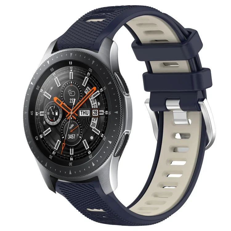 22mm Sports Two-Color Steel Buckle Silicone Watch Band, For Samsung Galaxy Watch3 45mm, For Samsung Galaxy Watch 46mm, For Samsung Gear S3 Classic, For Samsung Gear S3 Frontier