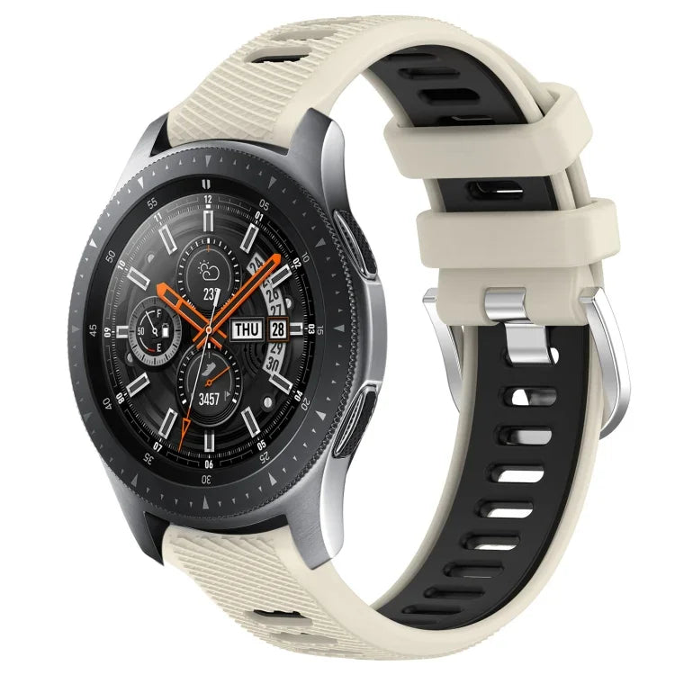 22mm Sports Two-Color Steel Buckle Silicone Watch Band, For Samsung Galaxy Watch3 45mm, For Samsung Galaxy Watch 46mm, For Samsung Gear S3 Classic, For Samsung Gear S3 Frontier