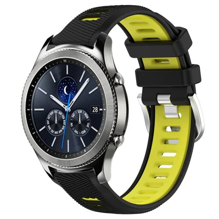 22mm Sports Two-Color Steel Buckle Silicone Watch Band, For Samsung Galaxy Watch3 45mm, For Samsung Galaxy Watch 46mm, For Samsung Gear S3 Classic, For Samsung Gear S3 Frontier