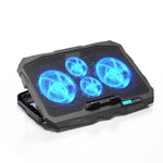 Base de arrefecimento para portátil gaming S18 com quatro ventiladores em alumínio, suporte dobrável com indicador de velocidade do vento, S18