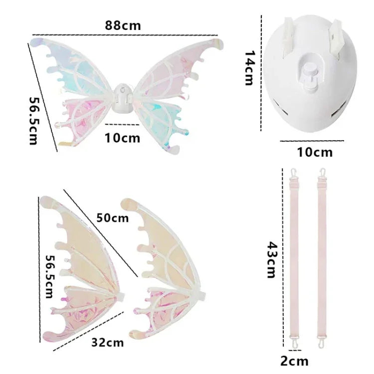Brinquedo DIY Asas de Fada Borboleta Elétricas Rockwoo R01, Com Luz, Sem Luz
