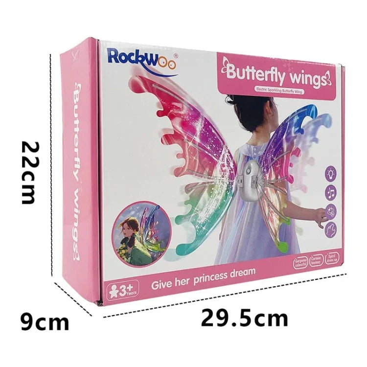 Brinquedo DIY Asas de Fada Borboleta Elétricas Rockwoo R01, Com Luz, Sem Luz