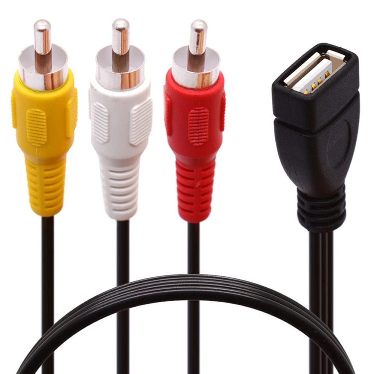 Cabo divisor de áudio e vídeo JUNSUNMAY USB fêmea para 3 x RCA macho, 0,2 m, 1,5 m