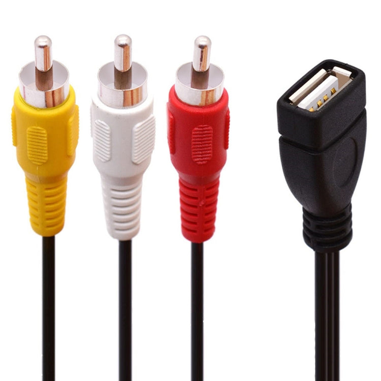 Cabo divisor de áudio e vídeo JUNSUNMAY USB fêmea para 3 x RCA macho, 0,2 m, 1,5 m
