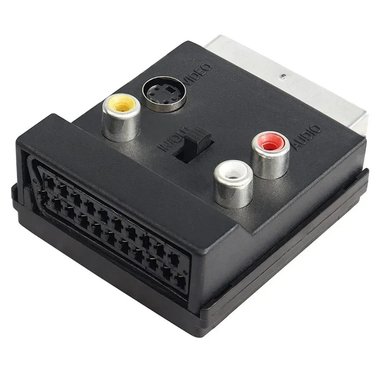 JUNSUNMAY Adaptador Interruptor de Áudio Scart Macho 21 Pinos para Fêmea S-Video 3 RCA Comutável Entrada/Saída