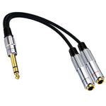 Adaptador de áudio estéreo JUNSUNMAY 6,35mm macho para duplo 6,35mm fêmea, Comprimento: 0,2m
