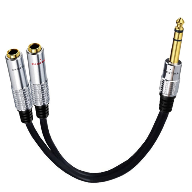 Adaptador de áudio estéreo JUNSUNMAY 6,35mm macho para duplo 6,35mm fêmea, Comprimento: 0,2m