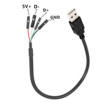 Cabo extensor adaptador JUNSUNMAY USB 2.0 A para fêmea 4 pinos Dupont para header de motherboard, comprimento: 0,3 m, USB macho, USB fêmea