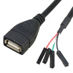 Cabo extensor adaptador JUNSUNMAY USB 2.0 A para fêmea 4 pinos Dupont para header de motherboard, comprimento: 0,3 m, USB macho, USB fêmea