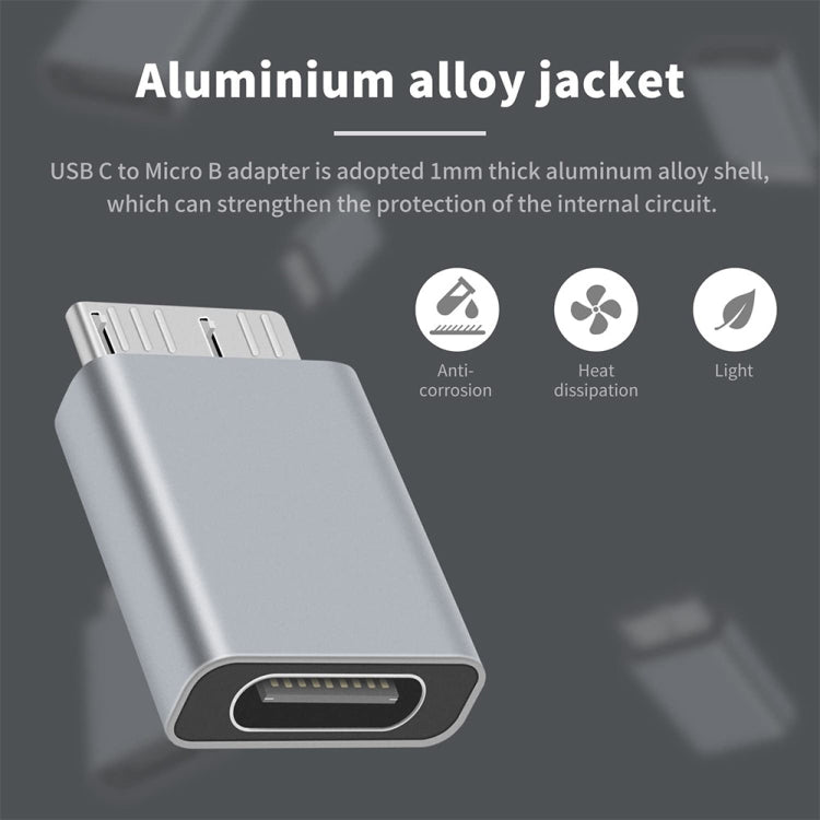 Adaptador conversor JUNSUNMAY USB-C / Tipo-C fêmea para macho USB 3.0 Micro B, 1 unidade, 2 unidades