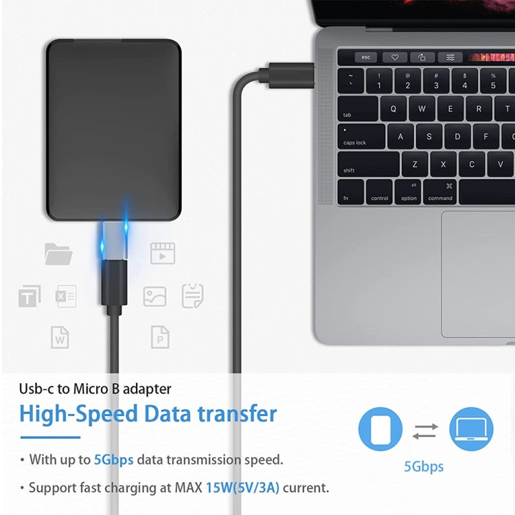 Adaptador conversor JUNSUNMAY USB-C / Tipo-C fêmea para macho USB 3.0 Micro B, 1 unidade, 2 unidades