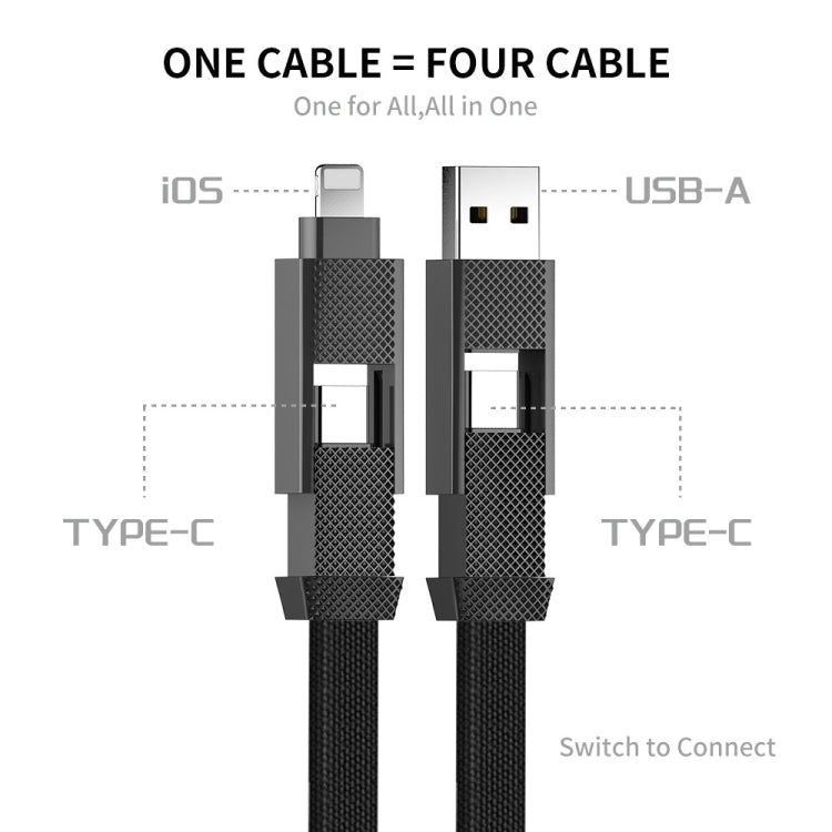 ENKAY ENK-CB134 Cabo de dados de carregamento rápido magnético 4 em 1 60W USB-A / Type-C para 8 pinos / Type-C trançado em nylon, 0,15 m, 1,2 m