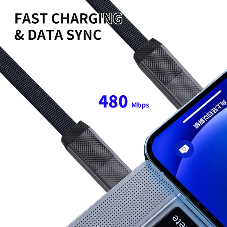 ENKAY ENK-CB134 Cabo de dados de carregamento rápido magnético 4 em 1 60W USB-A / Type-C para 8 pinos / Type-C trançado em nylon, 0,15 m, 1,2 m