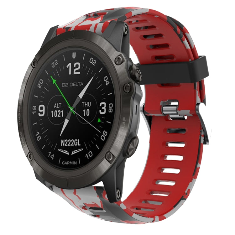 26mm Camouflage Printed Silicone Watch Band, For Garmin Instinct 2X Solar, For Garmin D2 Delta PX, For Garmin Tactix 7 Pro, For Garmin Tactix 7, For Garmin Fenix 7X, For Garmin Fenix 7X Solar, For Garmin Tactix Delta, For Garmin Enduro 2