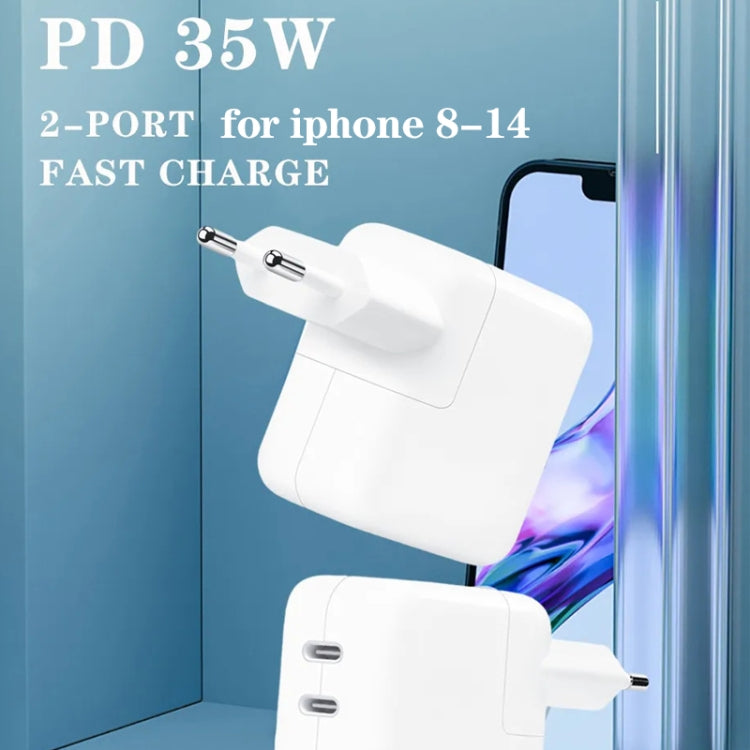 Carregador Dual Port 35W PD3.0 USB-C / Type-C para Série iPhone / iPad, Ficha US, Ficha UE