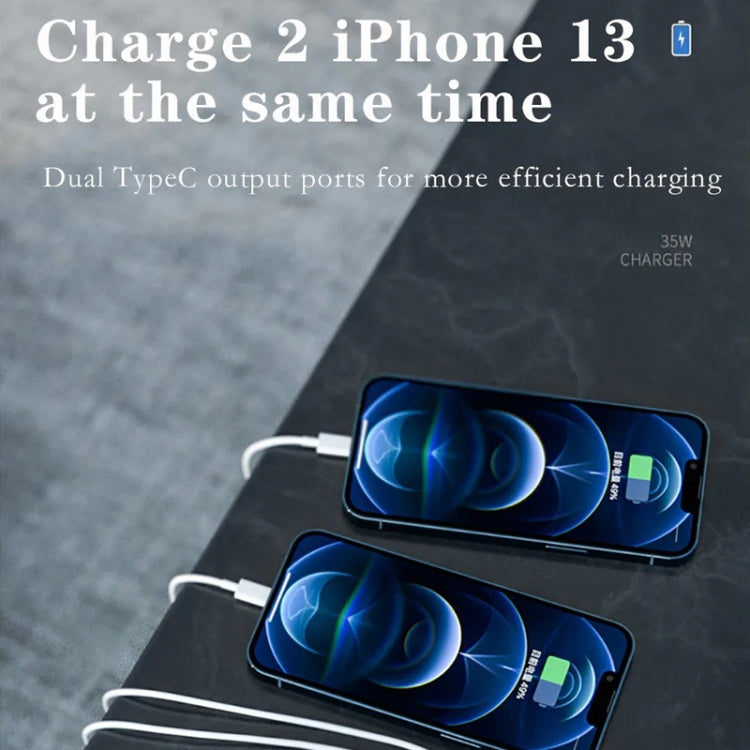 Carregador Dual Port 35W PD3.0 USB-C / Type-C para Série iPhone / iPad, Ficha US, Ficha UE