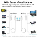 Kit Transmissor e Recetor HDMI Sem Fios, Adaptador Extensor HDMI Sem Fios, Projeção de Vídeo e Áudio 1080P 60fps para PC, Portátil, Câmara para HDTV/Projetor
