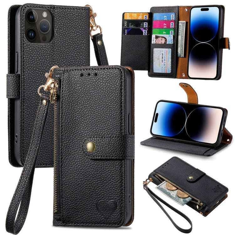 Capa de Telefone em Pele com Cordão e Fecho de Zíper Love, Para iPhone 14 Pro Max, Para iPhone 7 / 8 / SE 2022, Para iPhone 13 Pro Max, Para iPhone 13 Pro, Para iPhone 13, Para iPhone 12 / 12 Pro, Para iPhone 12 Pro Max, Para iPhone 11 Pro Max