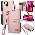 Capa de Telefone em Pele com Cordão e Fecho de Zíper Love, Para iPhone 14 Pro Max, Para iPhone 7 / 8 / SE 2022, Para iPhone 13 Pro Max, Para iPhone 13 Pro, Para iPhone 13, Para iPhone 12 / 12 Pro, Para iPhone 12 Pro Max, Para iPhone 11 Pro Max