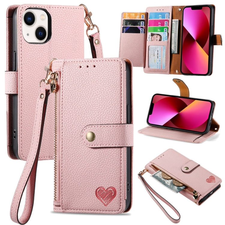 Capa de Telefone em Pele com Cordão e Fecho de Zíper Love, Para iPhone 14 Pro Max, Para iPhone 7 / 8 / SE 2022, Para iPhone 13 Pro Max, Para iPhone 13 Pro, Para iPhone 13, Para iPhone 12 / 12 Pro, Para iPhone 12 Pro Max, Para iPhone 11 Pro Max