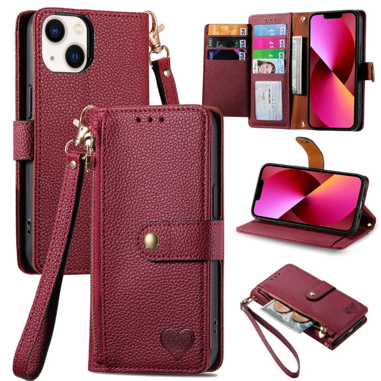 Capa de Telefone em Pele com Cordão e Fecho de Zíper Love, Para iPhone 14 Pro Max, Para iPhone 7 / 8 / SE 2022, Para iPhone 13 Pro Max, Para iPhone 13 Pro, Para iPhone 13, Para iPhone 12 / 12 Pro, Para iPhone 12 Pro Max, Para iPhone 11 Pro Max
