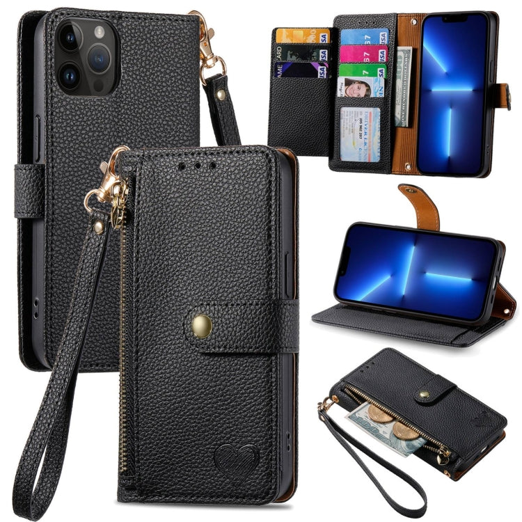 Capa de Telefone em Pele com Cordão e Fecho de Zíper Love, Para iPhone 14 Pro Max, Para iPhone 7 / 8 / SE 2022, Para iPhone 13 Pro Max, Para iPhone 13 Pro, Para iPhone 13, Para iPhone 12 / 12 Pro, Para iPhone 12 Pro Max, Para iPhone 11 Pro Max