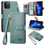 Capa de Telefone em Pele com Cordão e Fecho de Zíper Love, Para iPhone 14 Pro Max, Para iPhone 7 / 8 / SE 2022, Para iPhone 13 Pro Max, Para iPhone 13 Pro, Para iPhone 13, Para iPhone 12 / 12 Pro, Para iPhone 12 Pro Max, Para iPhone 11 Pro Max