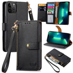 Capa de Telefone em Pele com Cordão e Fecho de Zíper Love, Para iPhone 14 Pro Max, Para iPhone 7 / 8 / SE 2022, Para iPhone 13 Pro Max, Para iPhone 13 Pro, Para iPhone 13, Para iPhone 12 / 12 Pro, Para iPhone 12 Pro Max, Para iPhone 11 Pro Max