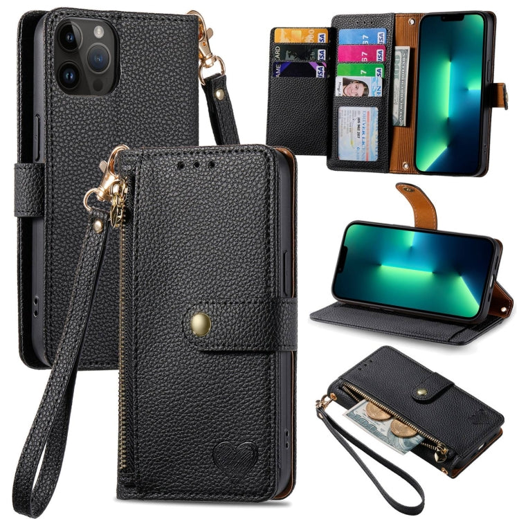 Capa de Telefone em Pele com Cordão e Fecho de Zíper Love, Para iPhone 14 Pro Max, Para iPhone 7 / 8 / SE 2022, Para iPhone 13 Pro Max, Para iPhone 13 Pro, Para iPhone 13, Para iPhone 12 / 12 Pro, Para iPhone 12 Pro Max, Para iPhone 11 Pro Max