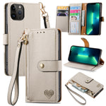 Capa de Telefone em Pele com Cordão e Fecho de Zíper Love, Para iPhone 14 Pro Max, Para iPhone 7 / 8 / SE 2022, Para iPhone 13 Pro Max, Para iPhone 13 Pro, Para iPhone 13, Para iPhone 12 / 12 Pro, Para iPhone 12 Pro Max, Para iPhone 11 Pro Max