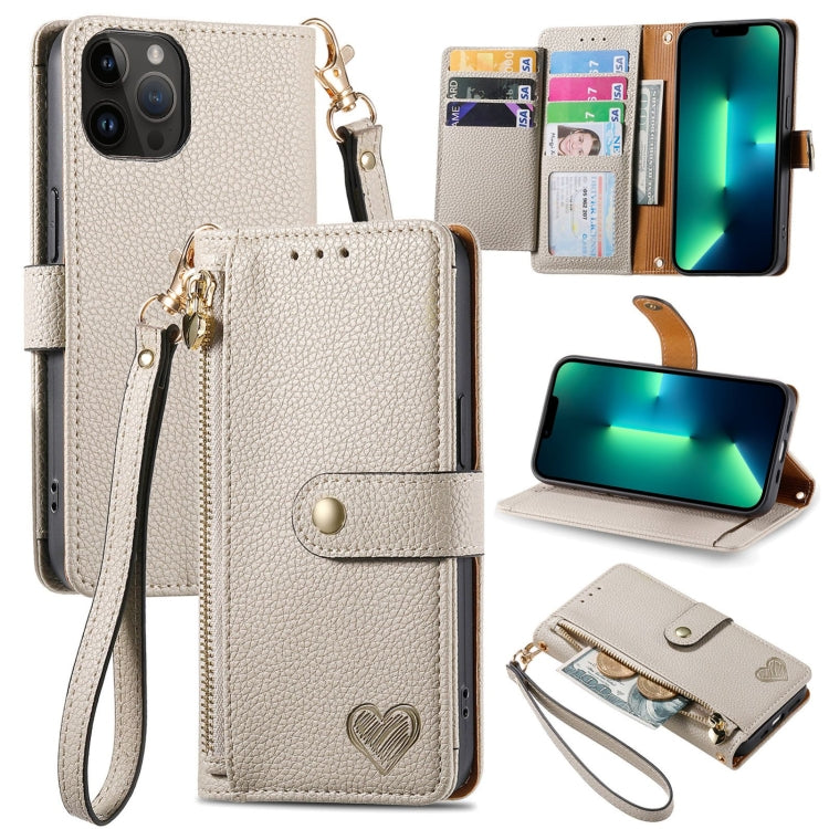 Capa de Telefone em Pele com Cordão e Fecho de Zíper Love, Para iPhone 14 Pro Max, Para iPhone 7 / 8 / SE 2022, Para iPhone 13 Pro Max, Para iPhone 13 Pro, Para iPhone 13, Para iPhone 12 / 12 Pro, Para iPhone 12 Pro Max, Para iPhone 11 Pro Max