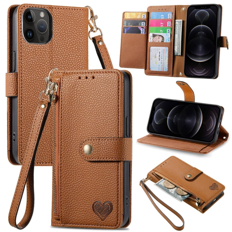 Capa de Telefone em Pele com Cordão e Fecho de Zíper Love, Para iPhone 14 Pro Max, Para iPhone 7 / 8 / SE 2022, Para iPhone 13 Pro Max, Para iPhone 13 Pro, Para iPhone 13, Para iPhone 12 / 12 Pro, Para iPhone 12 Pro Max, Para iPhone 11 Pro Max