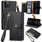Capa de Telefone em Pele com Cordão e Fecho de Zíper Love, Para iPhone 14 Pro Max, Para iPhone 7 / 8 / SE 2022, Para iPhone 13 Pro Max, Para iPhone 13 Pro, Para iPhone 13, Para iPhone 12 / 12 Pro, Para iPhone 12 Pro Max, Para iPhone 11 Pro Max