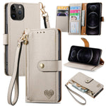 Capa de Telefone em Pele com Cordão e Fecho de Zíper Love, Para iPhone 14 Pro Max, Para iPhone 7 / 8 / SE 2022, Para iPhone 13 Pro Max, Para iPhone 13 Pro, Para iPhone 13, Para iPhone 12 / 12 Pro, Para iPhone 12 Pro Max, Para iPhone 11 Pro Max