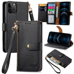Capa de Telefone em Pele com Cordão e Fecho de Zíper Love, Para iPhone 14 Pro Max, Para iPhone 7 / 8 / SE 2022, Para iPhone 13 Pro Max, Para iPhone 13 Pro, Para iPhone 13, Para iPhone 12 / 12 Pro, Para iPhone 12 Pro Max, Para iPhone 11 Pro Max