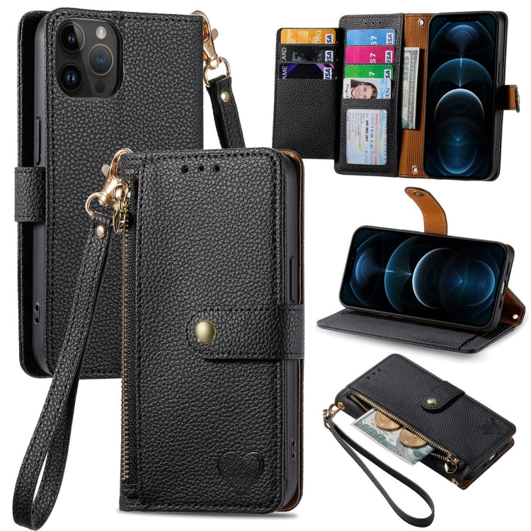 Capa de Telefone em Pele com Cordão e Fecho de Zíper Love, Para iPhone 14 Pro Max, Para iPhone 7 / 8 / SE 2022, Para iPhone 13 Pro Max, Para iPhone 13 Pro, Para iPhone 13, Para iPhone 12 / 12 Pro, Para iPhone 12 Pro Max, Para iPhone 11 Pro Max