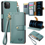 Capa de Telefone em Pele com Cordão e Fecho de Zíper Love, Para iPhone 14 Pro Max, Para iPhone 7 / 8 / SE 2022, Para iPhone 13 Pro Max, Para iPhone 13 Pro, Para iPhone 13, Para iPhone 12 / 12 Pro, Para iPhone 12 Pro Max, Para iPhone 11 Pro Max