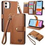 Capa de Telefone em Pele com Cordão e Fecho de Zíper Love, Para iPhone 11, Para iPhone 11 Pro, Para iPhone X / XS, Para iPhone XR, Para iPhone XS Max, Para iPhone 7 Plus / 8 Plus, Para iPhone 6 Plus / 6s Plus, Para iPhone 6 / 6s