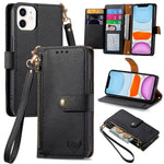 Capa de Telefone em Pele com Cordão e Fecho de Zíper Love, Para iPhone 11, Para iPhone 11 Pro, Para iPhone X / XS, Para iPhone XR, Para iPhone XS Max, Para iPhone 7 Plus / 8 Plus, Para iPhone 6 Plus / 6s Plus, Para iPhone 6 / 6s