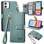 Capa de Telefone em Pele com Cordão e Fecho de Zíper Love, Para iPhone 11, Para iPhone 11 Pro, Para iPhone X / XS, Para iPhone XR, Para iPhone XS Max, Para iPhone 7 Plus / 8 Plus, Para iPhone 6 Plus / 6s Plus, Para iPhone 6 / 6s