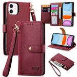 Capa de Telefone em Pele com Cordão e Fecho de Zíper Love, Para iPhone 11, Para iPhone 11 Pro, Para iPhone X / XS, Para iPhone XR, Para iPhone XS Max, Para iPhone 7 Plus / 8 Plus, Para iPhone 6 Plus / 6s Plus, Para iPhone 6 / 6s