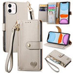 Capa de Telefone em Pele com Cordão e Fecho de Zíper Love, Para iPhone 11, Para iPhone 11 Pro, Para iPhone X / XS, Para iPhone XR, Para iPhone XS Max, Para iPhone 7 Plus / 8 Plus, Para iPhone 6 Plus / 6s Plus, Para iPhone 6 / 6s