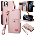 Capa de Telefone em Pele com Cordão e Fecho de Zíper Love, Para iPhone 14 Pro Max, Para iPhone 7 / 8 / SE 2022, Para iPhone 13 Pro Max, Para iPhone 13 Pro, Para iPhone 13, Para iPhone 12 / 12 Pro, Para iPhone 12 Pro Max, Para iPhone 11 Pro Max
