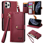 Capa de Telefone em Pele com Cordão e Fecho de Zíper Love, Para iPhone 14 Pro Max, Para iPhone 7 / 8 / SE 2022, Para iPhone 13 Pro Max, Para iPhone 13 Pro, Para iPhone 13, Para iPhone 12 / 12 Pro, Para iPhone 12 Pro Max, Para iPhone 11 Pro Max